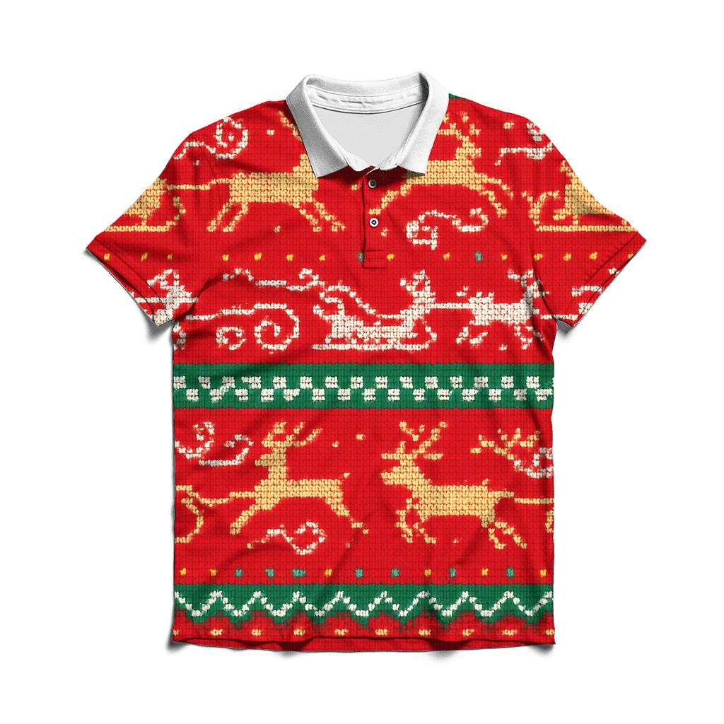Santa Sleigh Speed Rows Design branded logo polo shirts