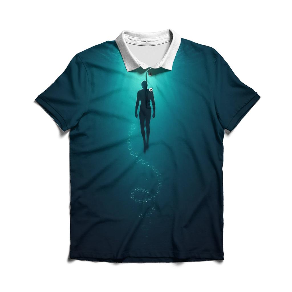 Underwater Freedive Descent Halo premium cotton polo shirts