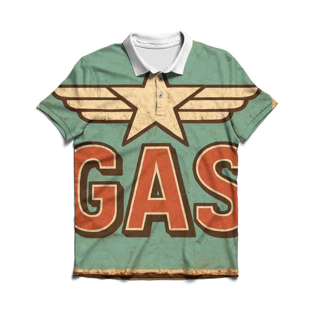 Classic Sixties Gas Station Sign With Cosmic Motif casual sports polo shirts