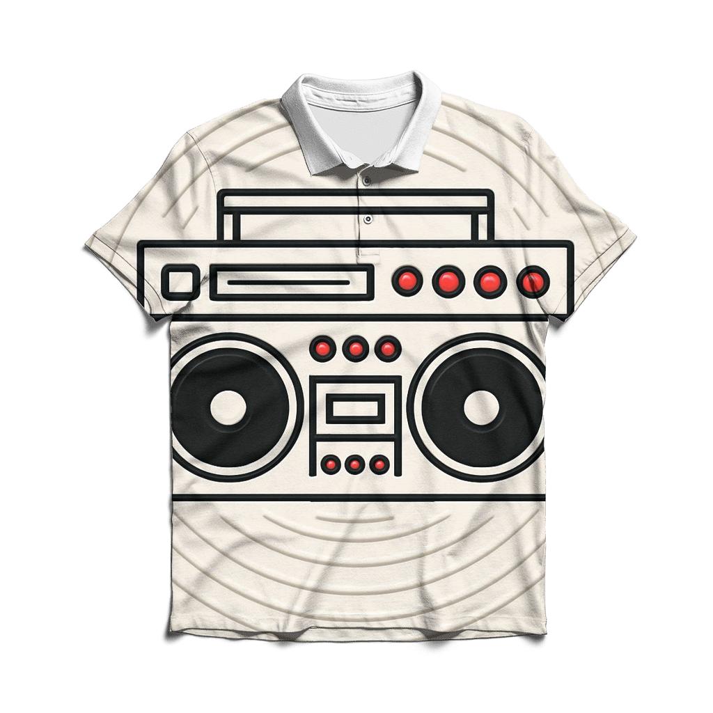 Boombox Outline Echo Rings premium cotton polo shirts