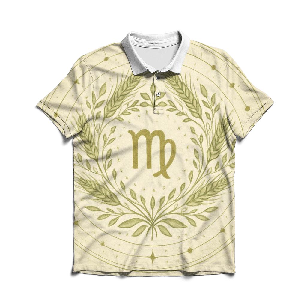 Virgo Wheat Sheaf Earth Mandala stylish collar polo tees