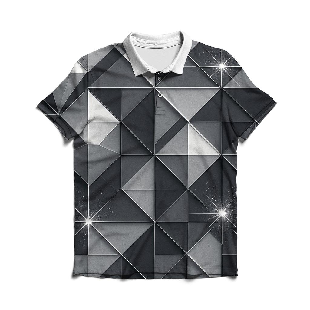Silver Charcoal Facet Grid designer slim fit polos