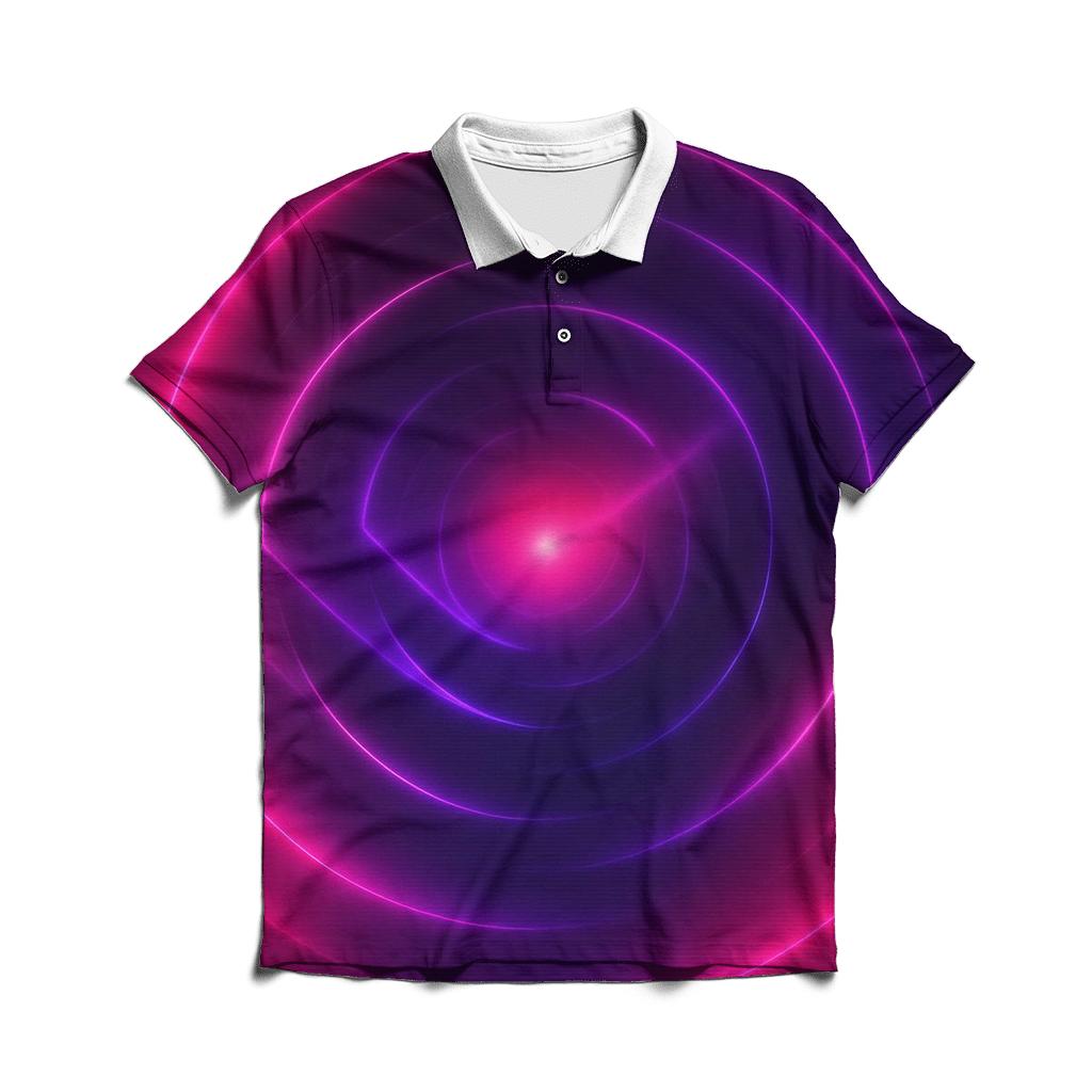 Neon Magenta Pulse Field branded logo polo shirts