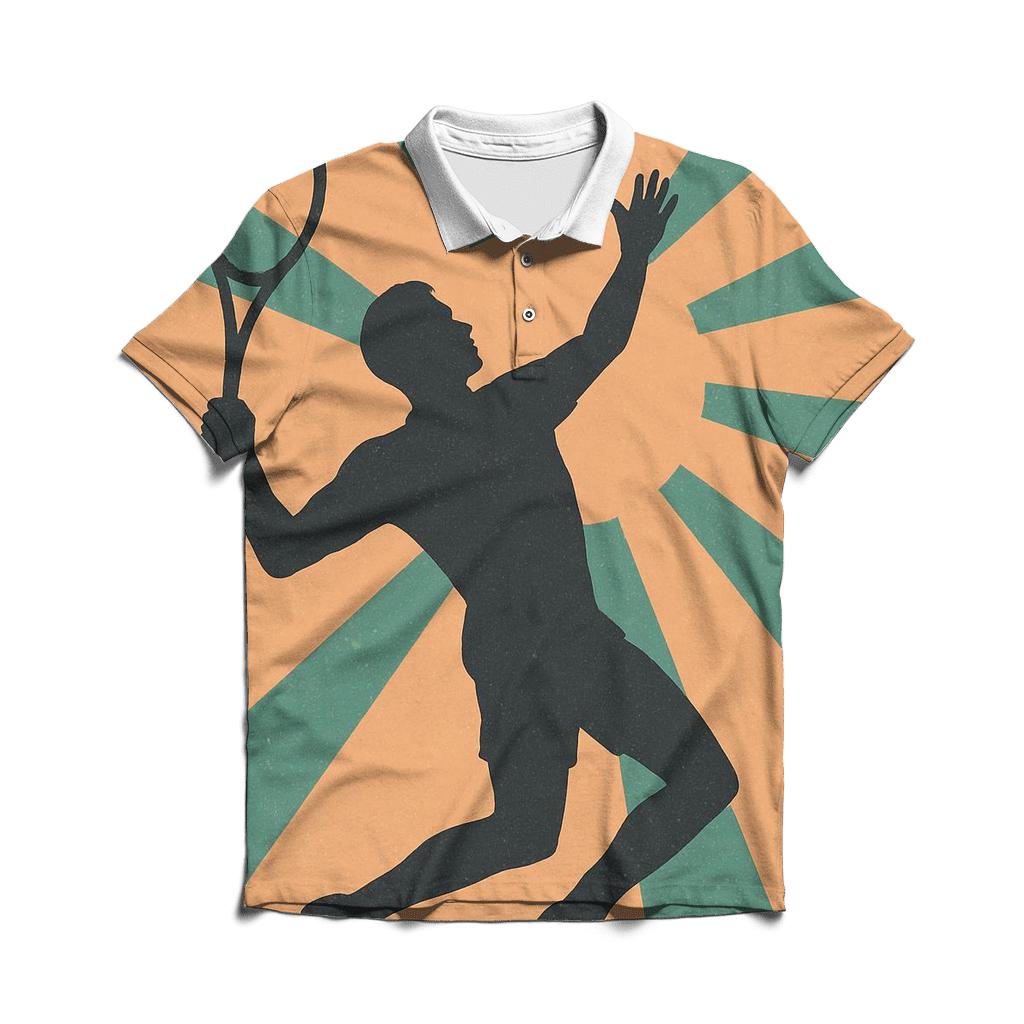 Retro Tennis Sunburst Serve designer slim fit polos