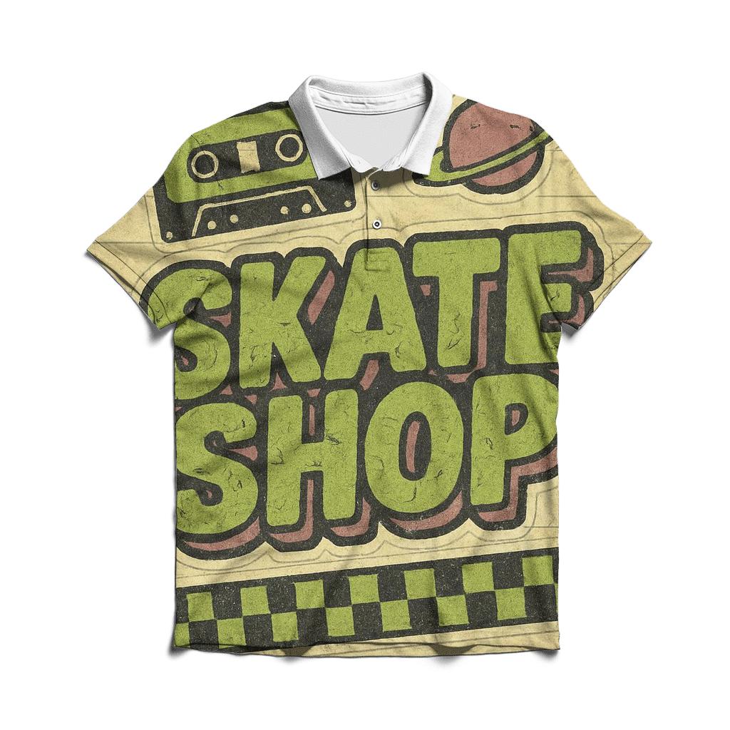 Faded Nineties Skate Shop Sticker Collage custom polo shirts