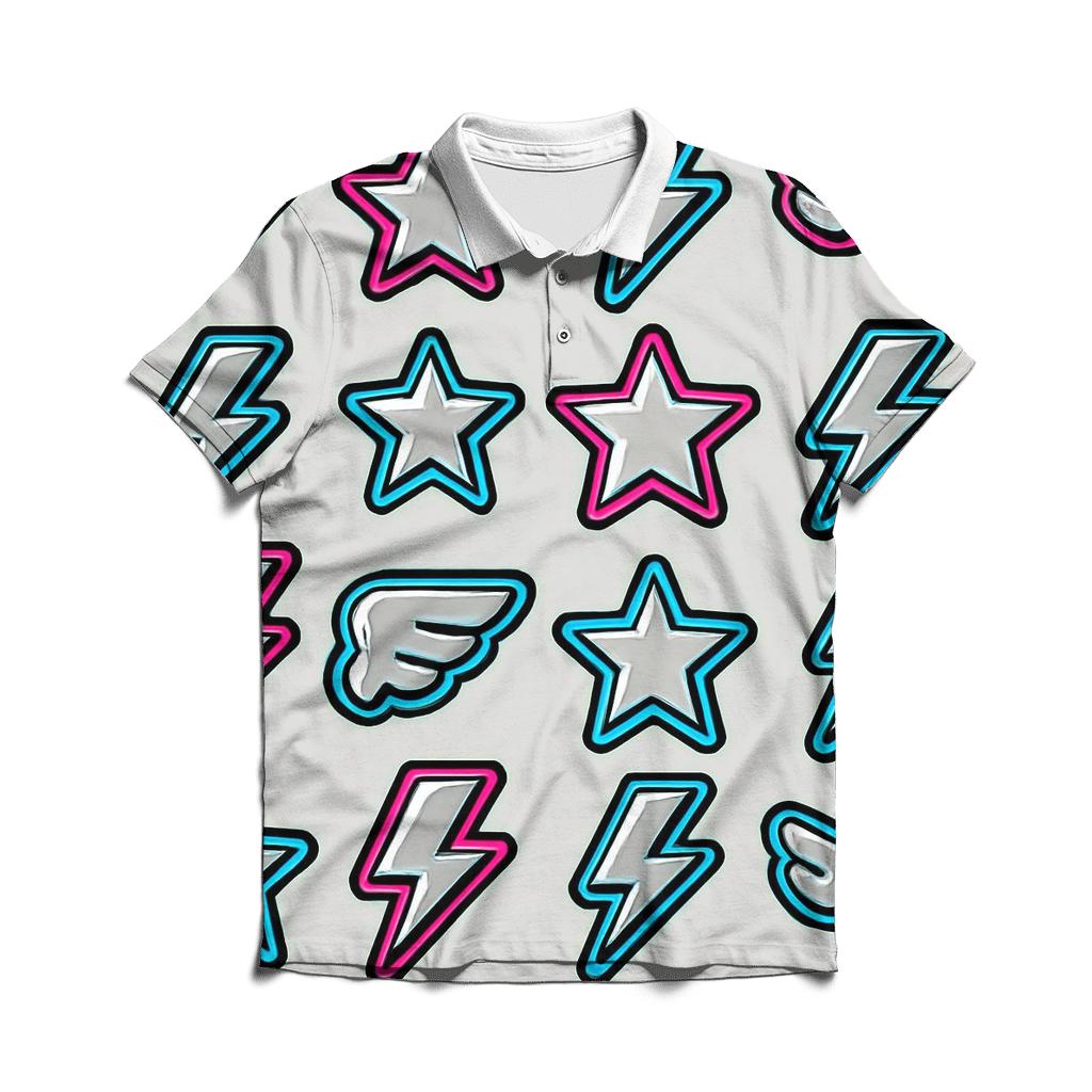 Chrome Lightning Sticker Icons stylish collar polo tees