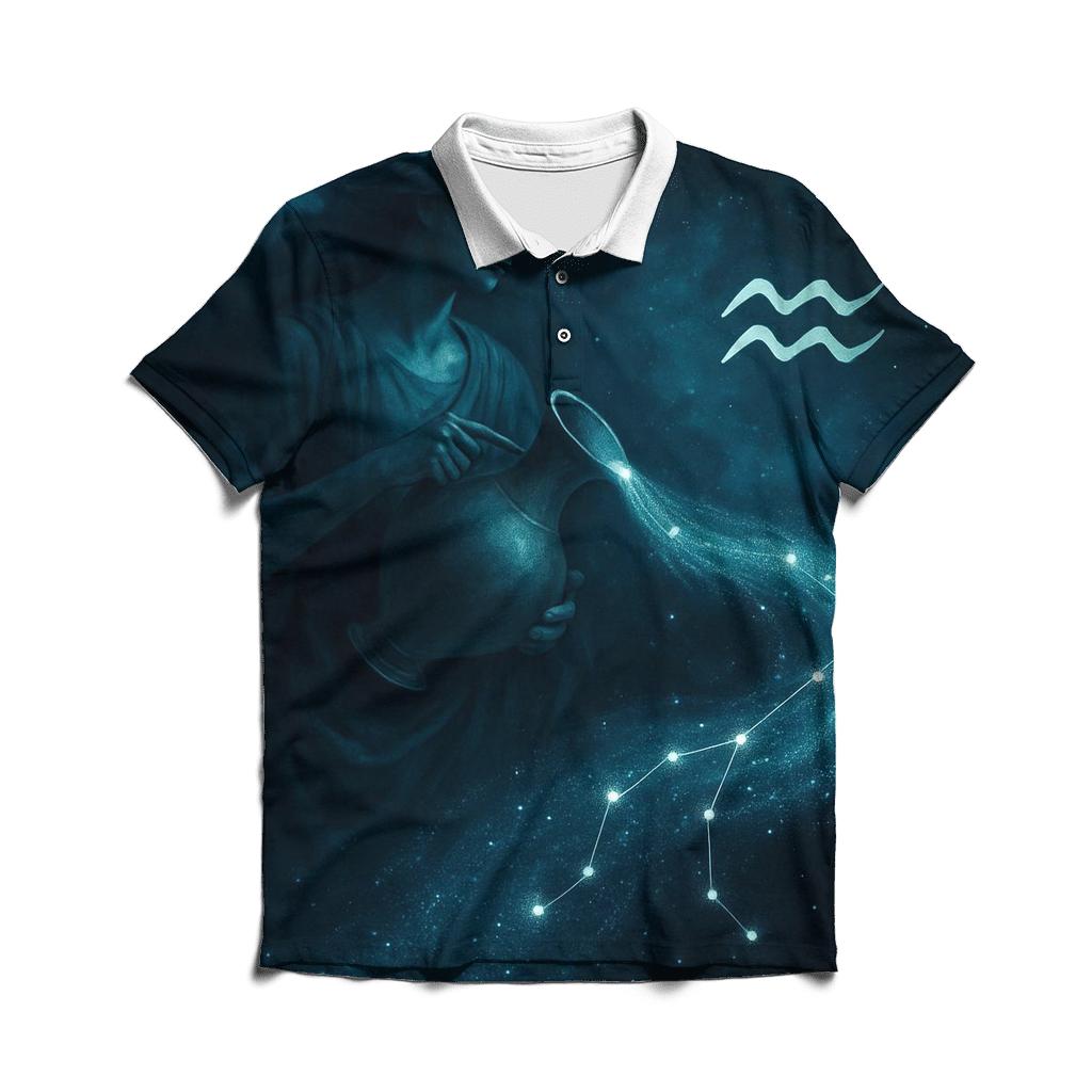 Aquarius Water Bearer Nebula Pour custom polo shirts