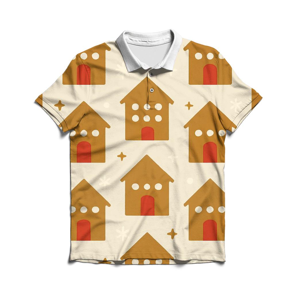 Gingerbread Tile Geometry designer slim fit polos