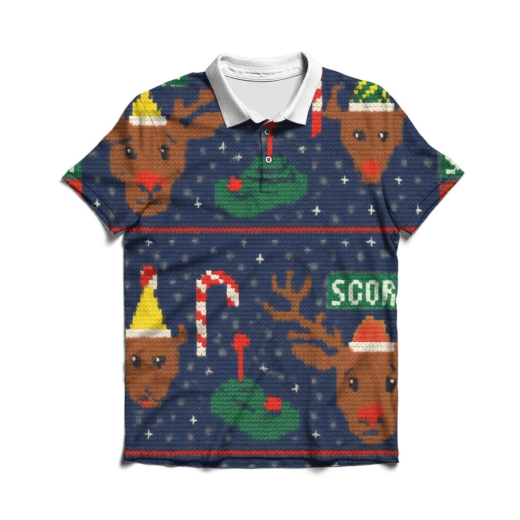 Reindeer Arcade Pixel Party Design custom polo shirts