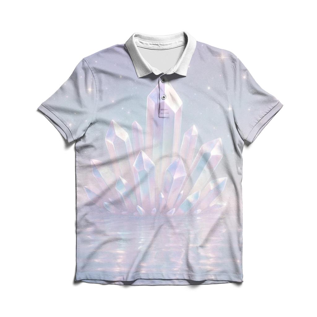 Pastel Shimmer Crystal Lagoon embroidered polo tops