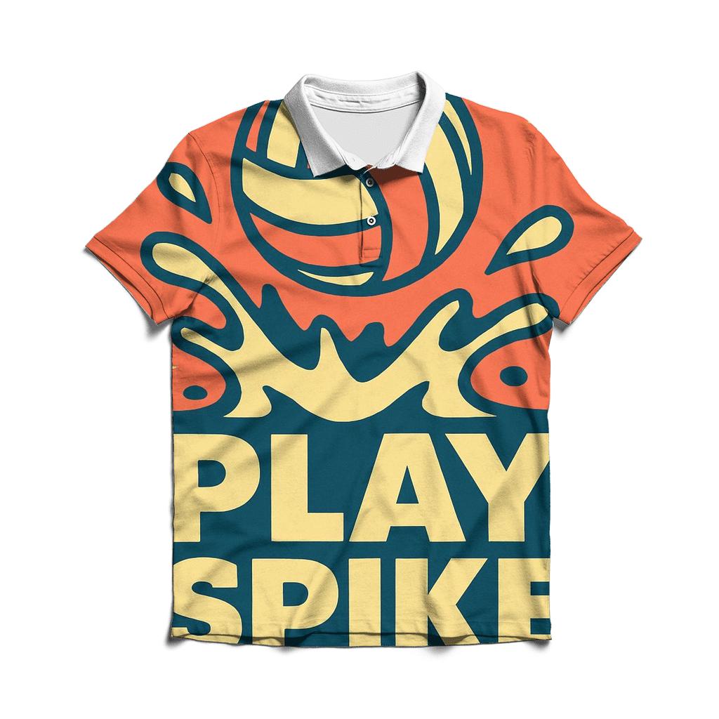 Volleyball Beach Sand Splash Typography designer slim fit polos
