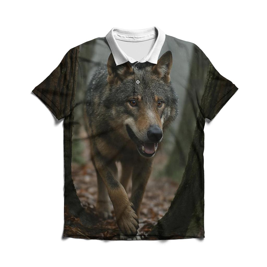 Italian Apennine Wolf In Chestnut Grove Rain personalized polo shirts