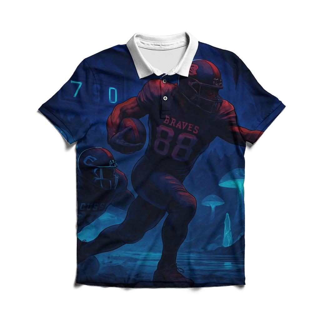 Underground Cavern Field Lit By Bioluminescence branded logo polo shirts