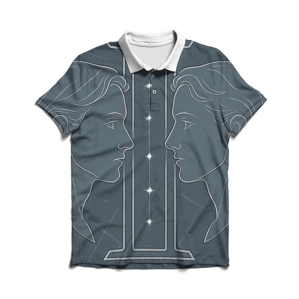Gemini Twins Mirror Constellation Portrait casual sports polo shirts