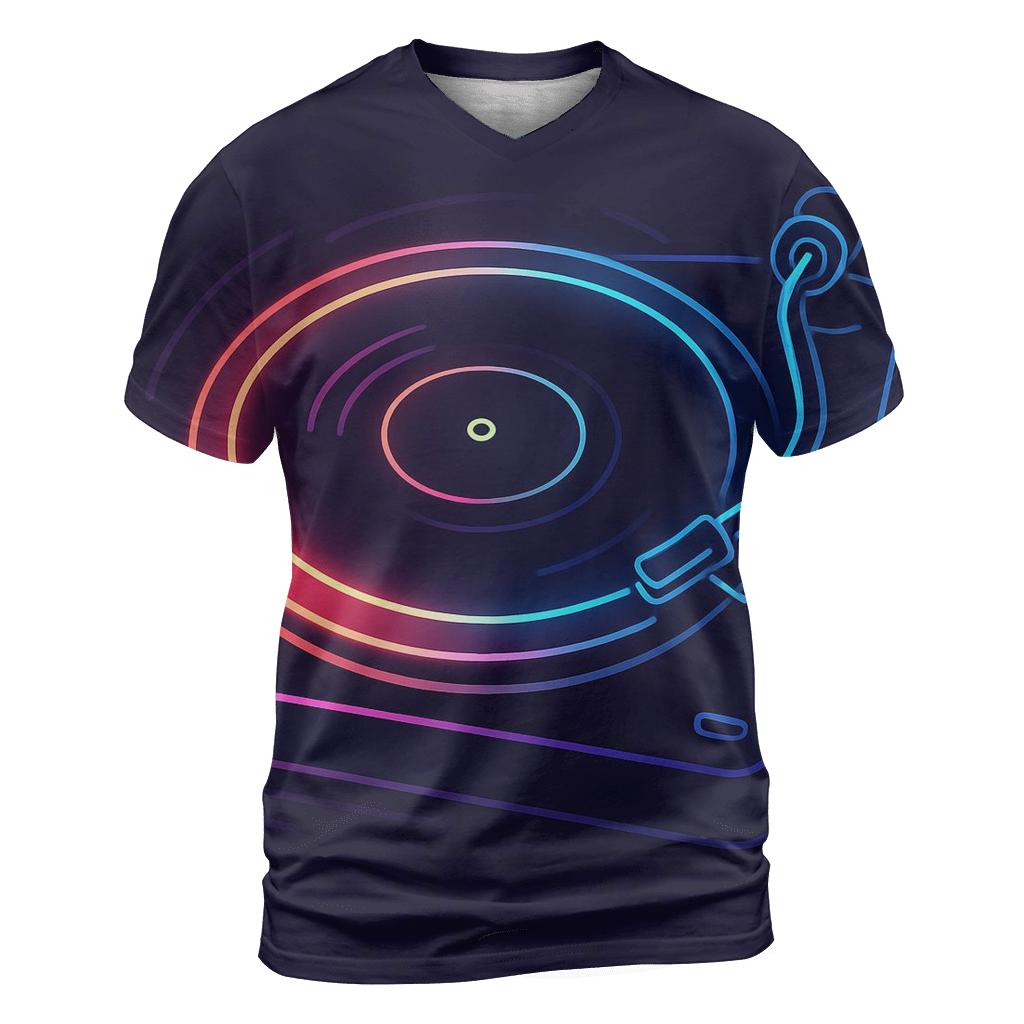 Neon Marquee Turntable artistic all-over print tops