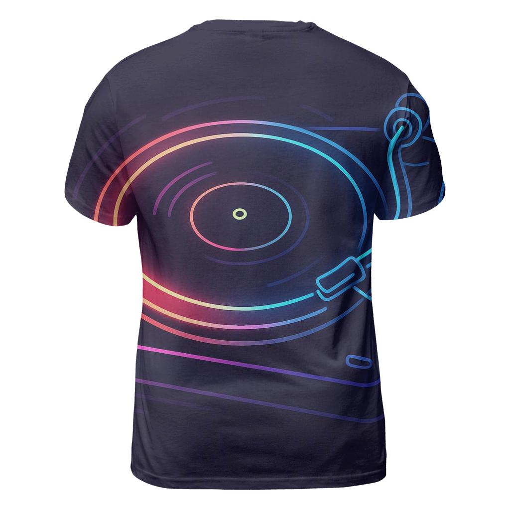 Neon Marquee Turntable artistic all-over print tops