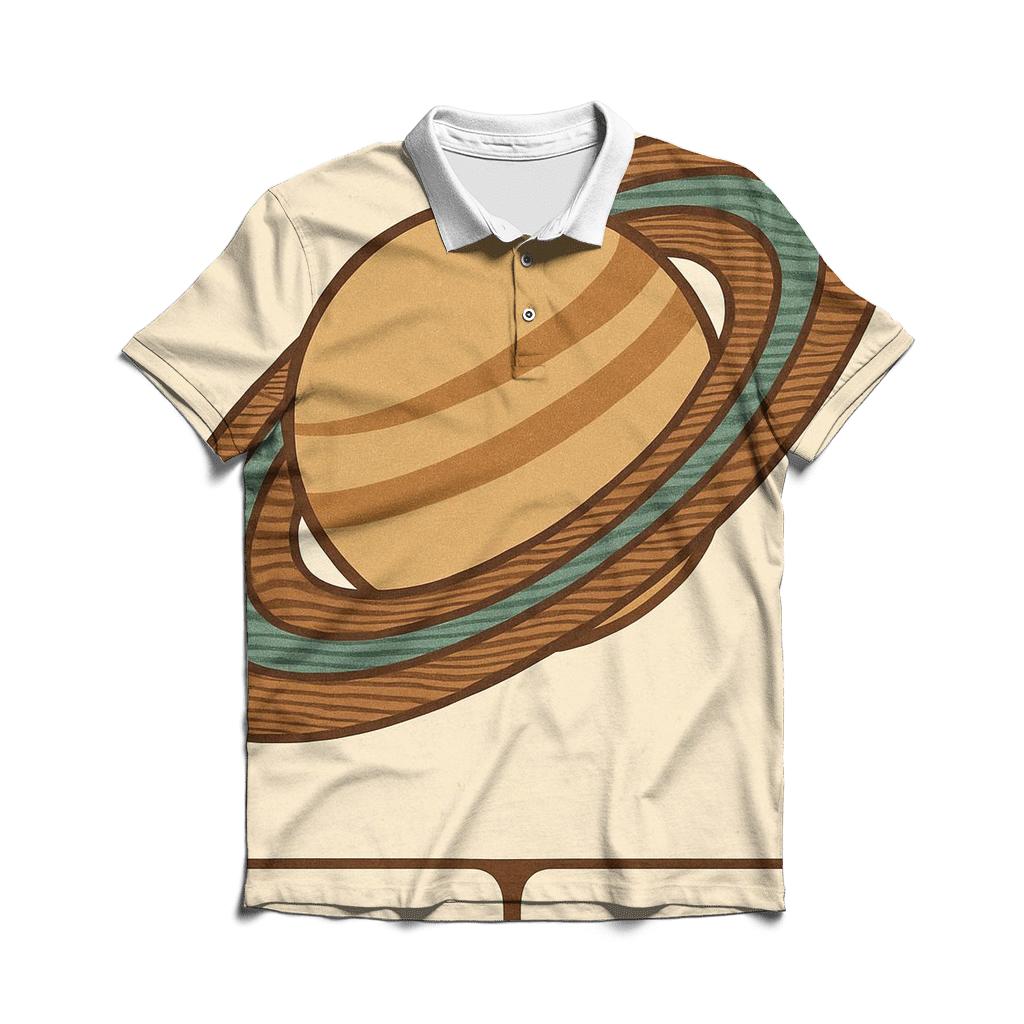 Woodgrain Planet Rings Poster custom polo shirts