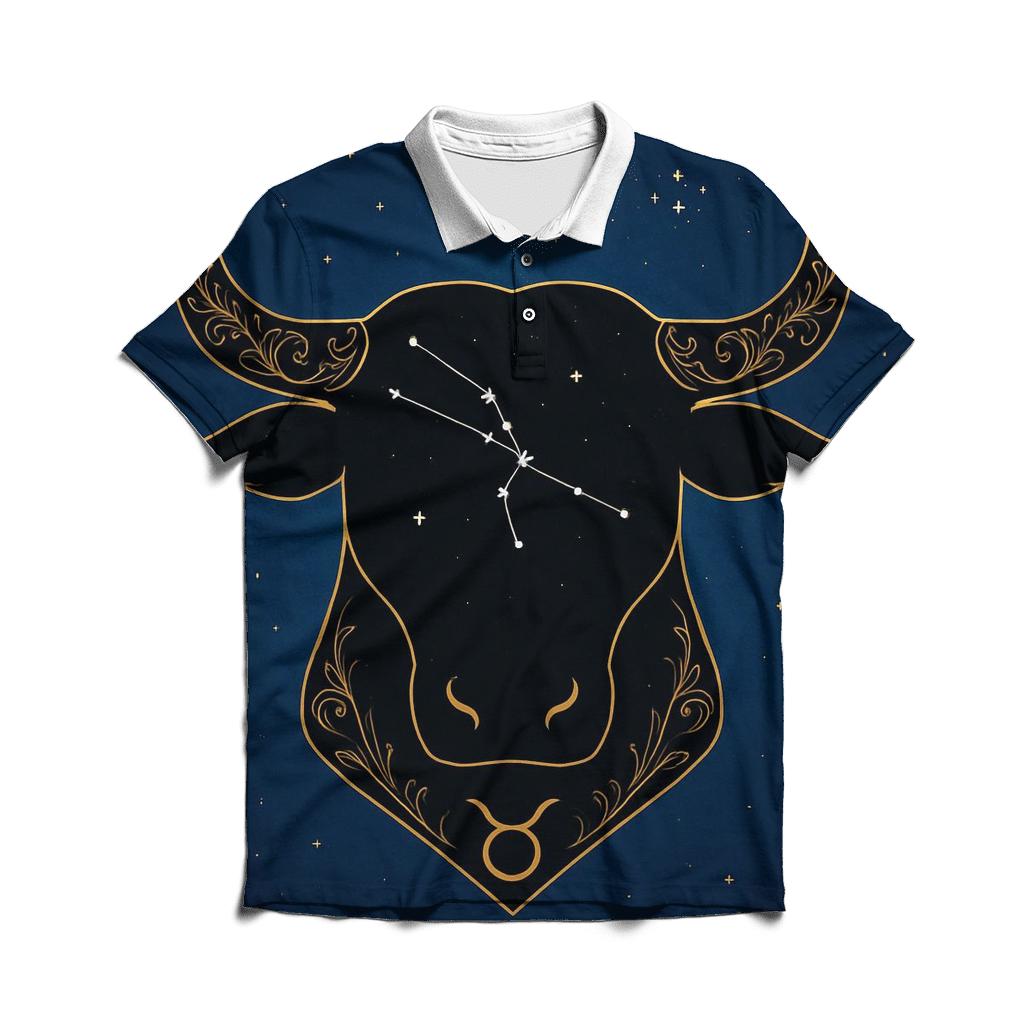 Taurus Bull Head Pleiades Accent Chart embroidered polo tops