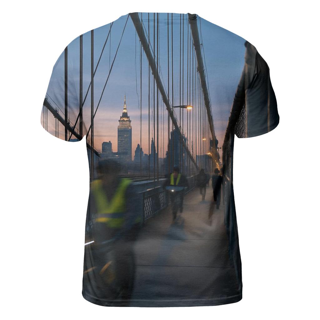 Dawn Commute Over The Manhattan Bridge vibrant all-over design tees