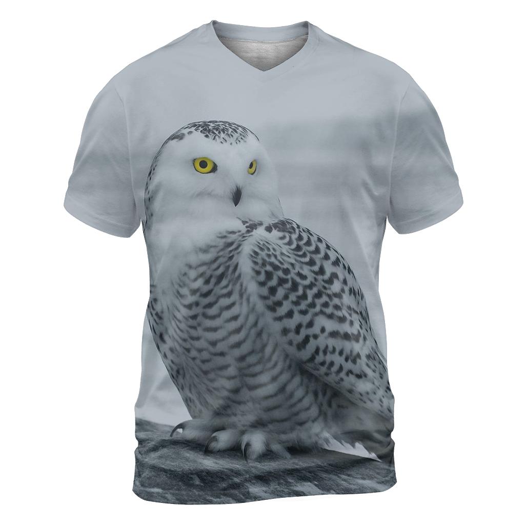 Glacier Edge Sentinel Snowy Owl creative print fashion shirts