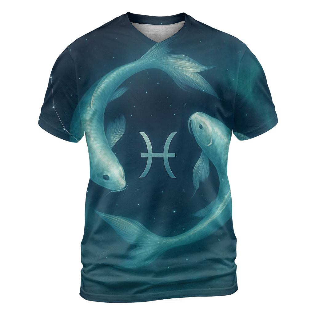 Pisces Twin Fish Aurora Drift statement graphic shirts