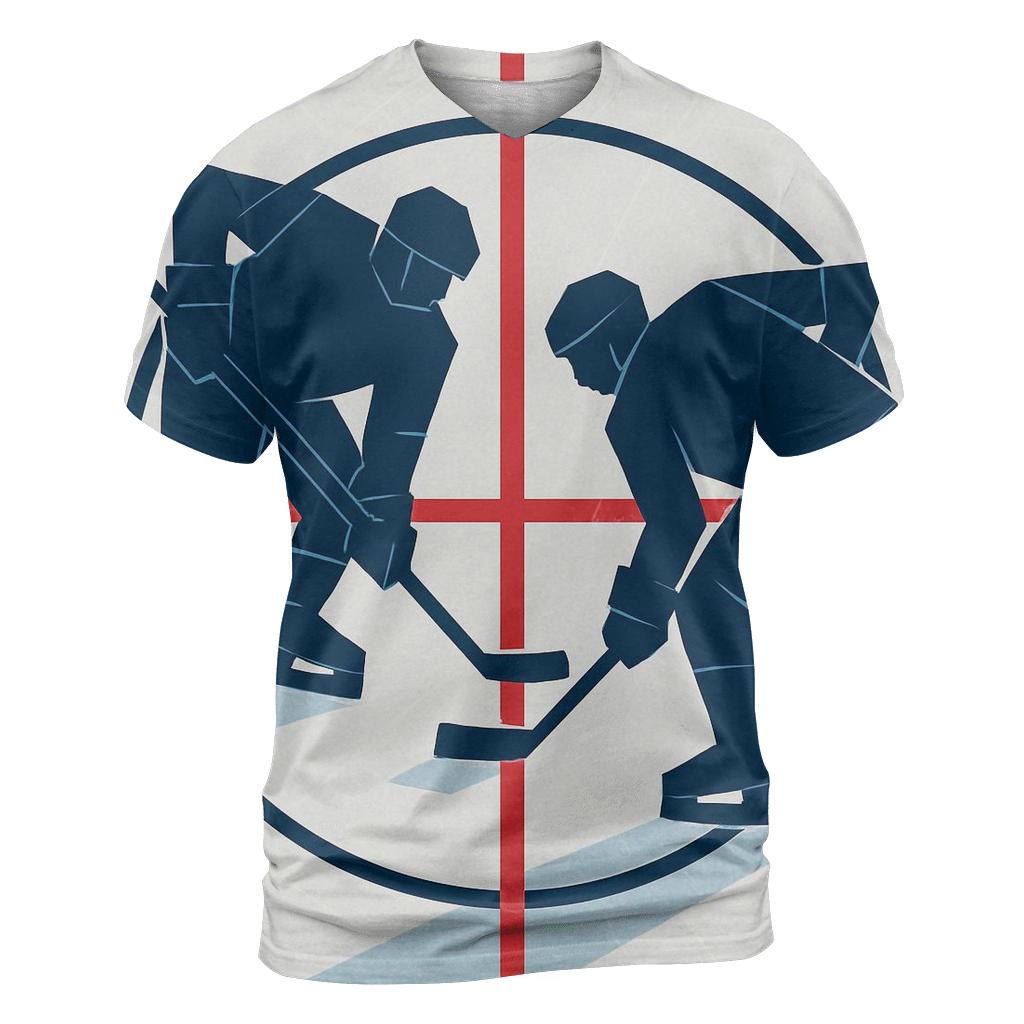 Ice Rink Geometry Faceoff artistic all-over print tops