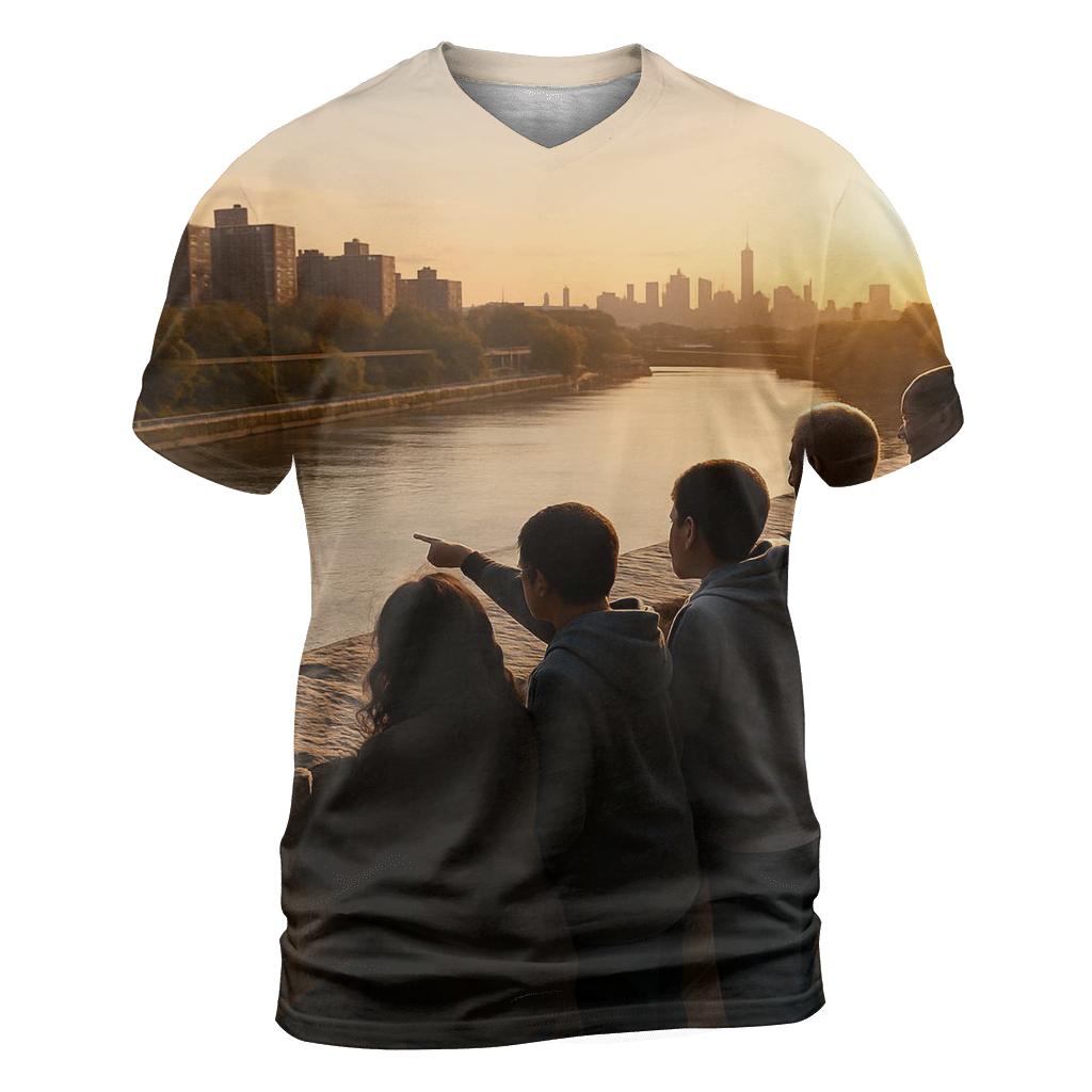 Harlem River Sunset From High Bridge artistic all-over print tops