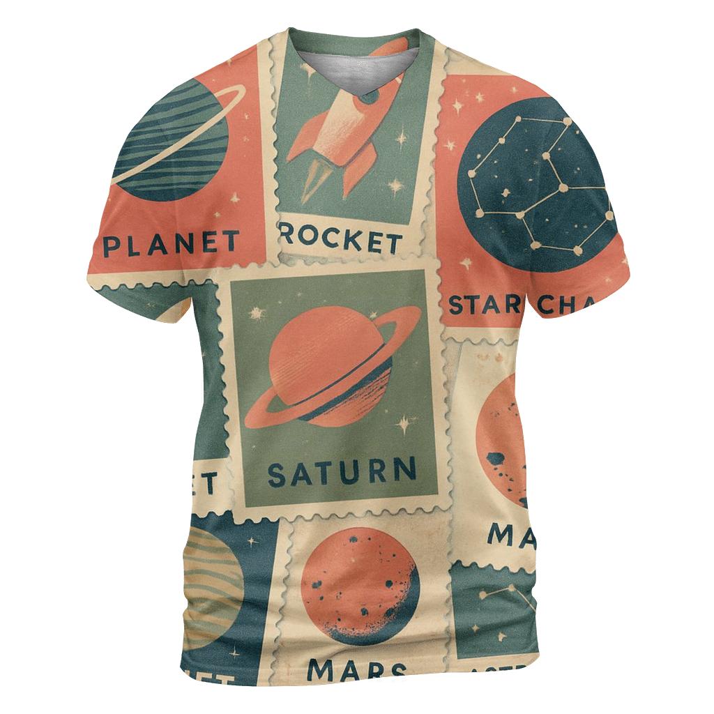 Vintage Space Postage Collage unique graphic print tees