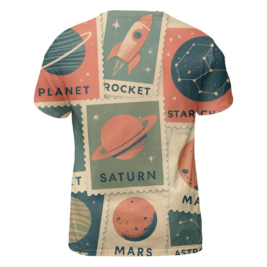 Vintage Space Postage Collage unique graphic print tees