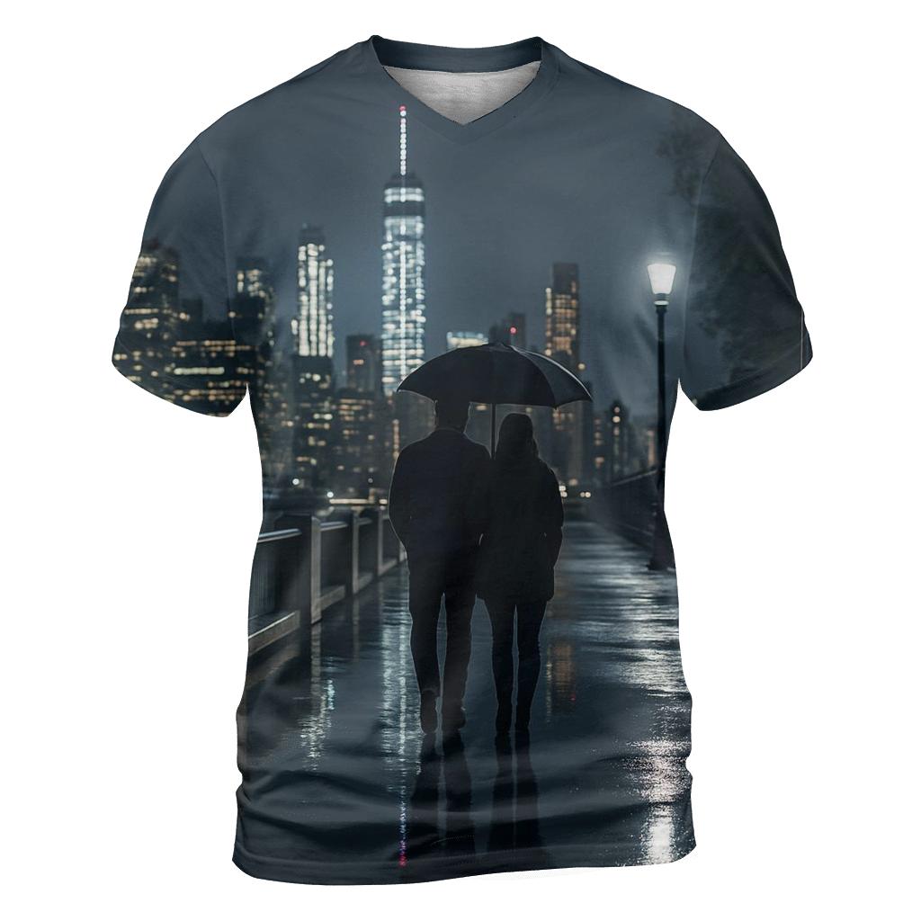 Rainy Night Reflections On The Brooklyn Heights Promenade unique graphic print tees