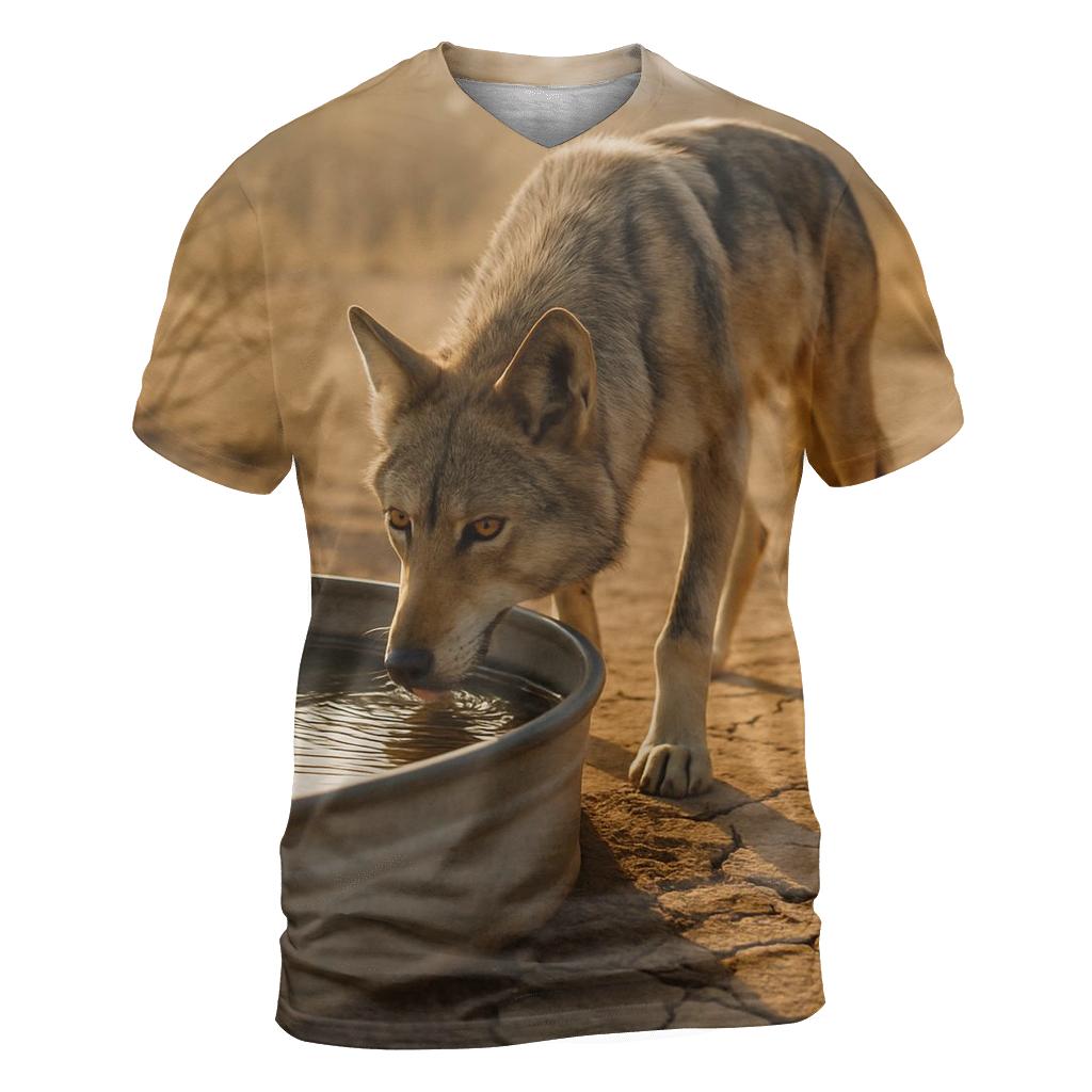 Mexican Gray Wolf At The Desert Stock Tank personalized full print shirts