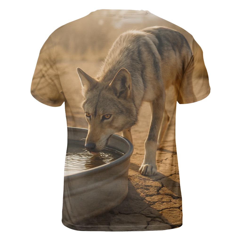 Mexican Gray Wolf At The Desert Stock Tank personalized full print shirts