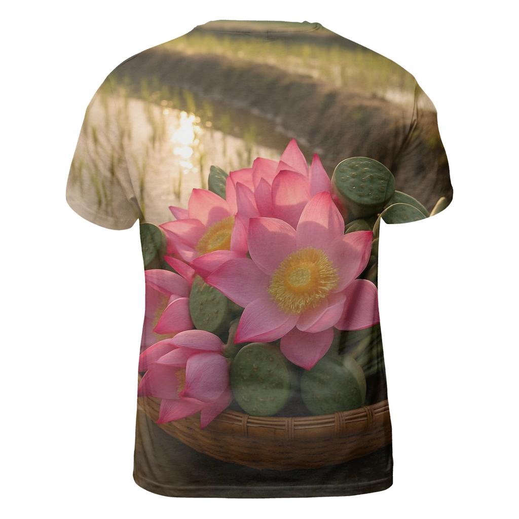 Rice Terrace Margin Lotus Basket For Village Festival Offerings vibrant all-over design tees
