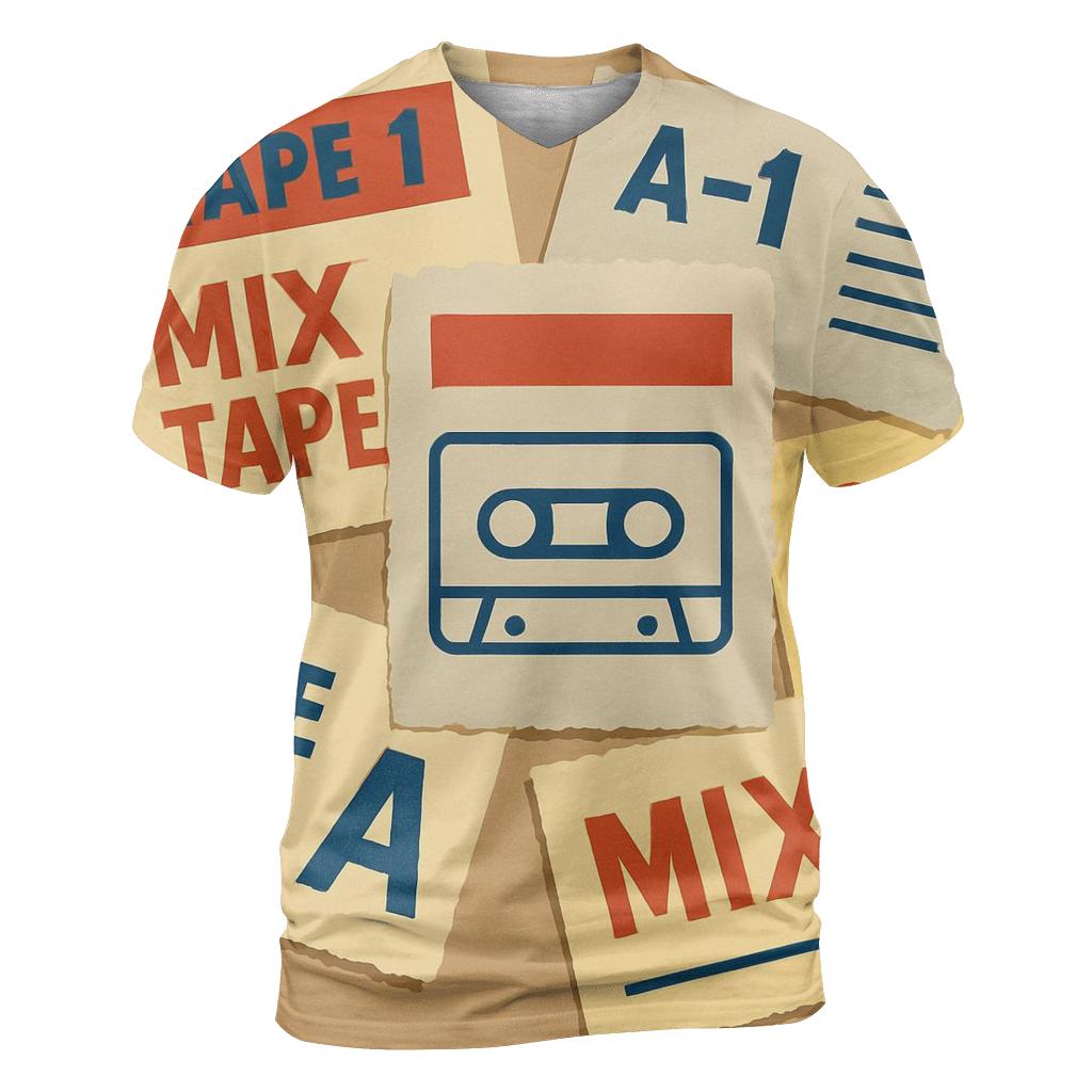 Cassette Label Sticker Collage trendy printed shirt styles