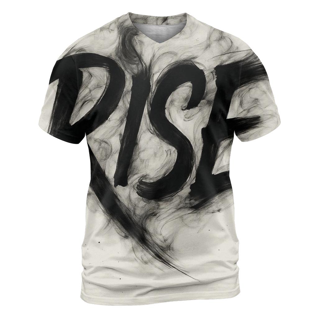 Monochrome Ink Storm Typography artistic all-over print tops