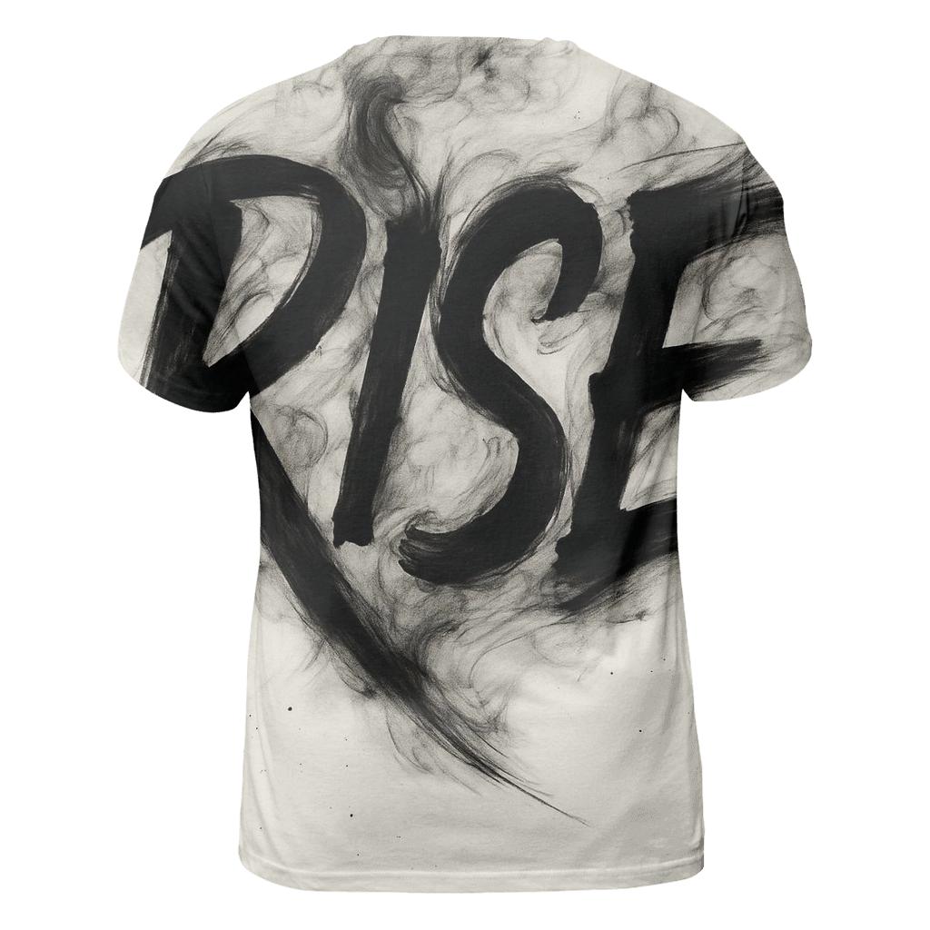 Monochrome Ink Storm Typography artistic all-over print tops
