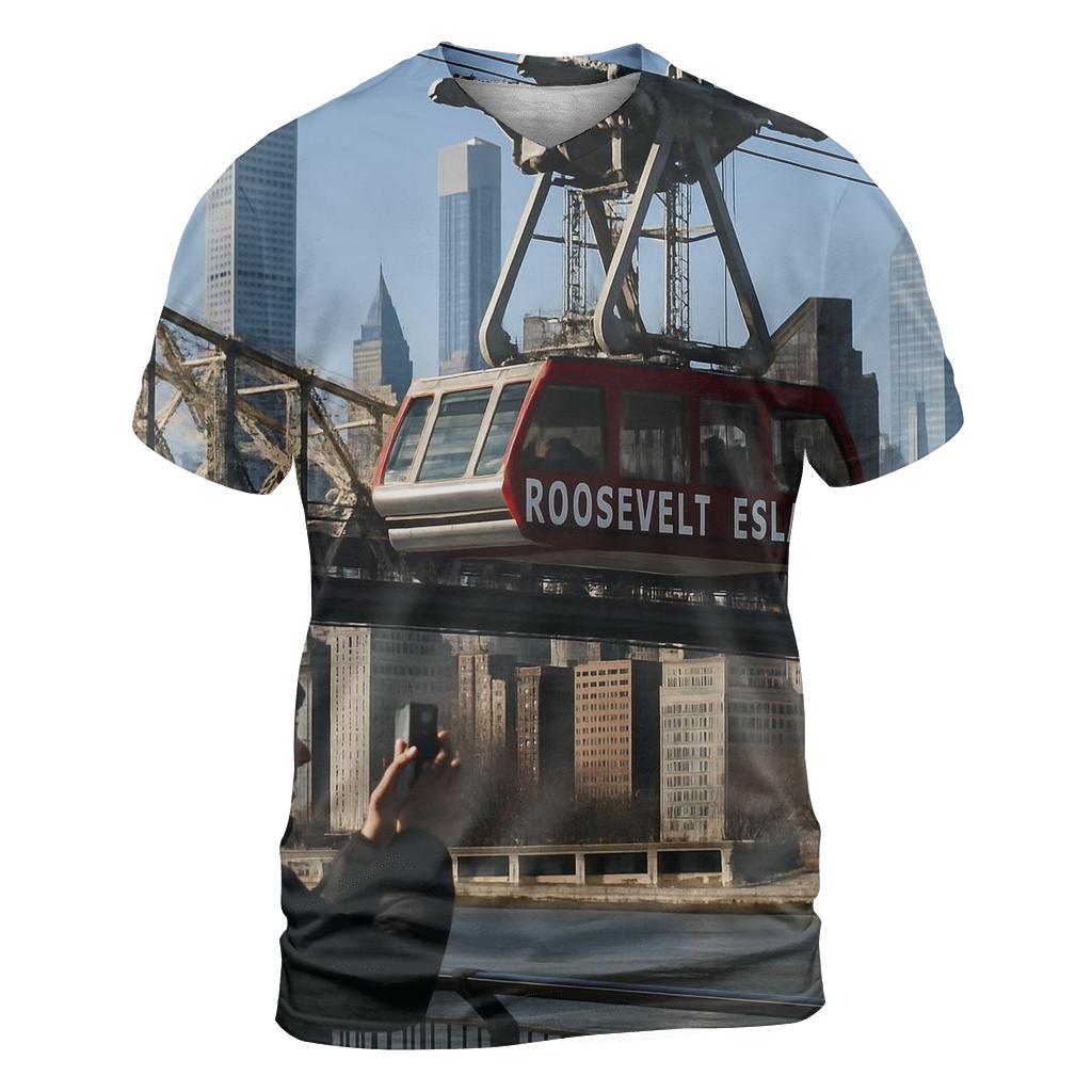 Queensboro Bridge Tram Crossing At Clear Winter Noon personalized full print shirts