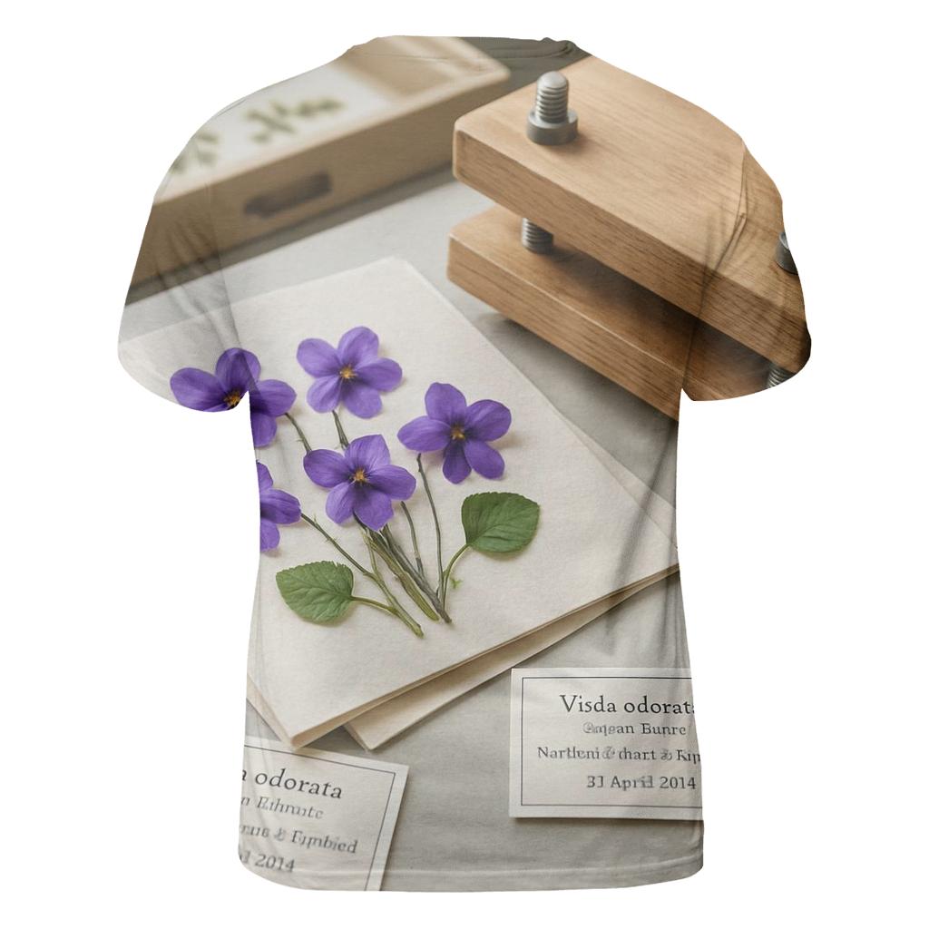 Pressing Wild Violets In A Botanical Herbarium Drawer artistic all-over print tops