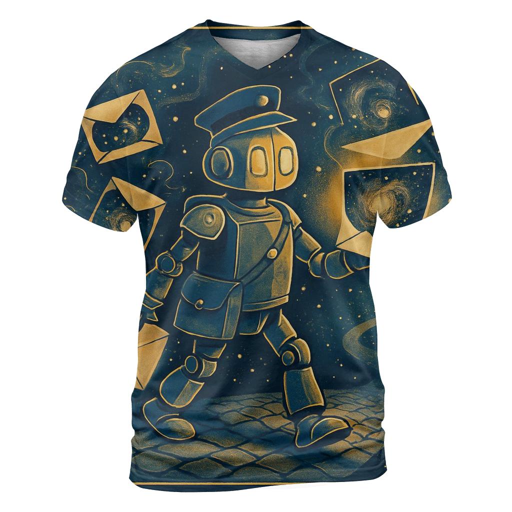 Pocket Universe Postman vibrant all-over design tees