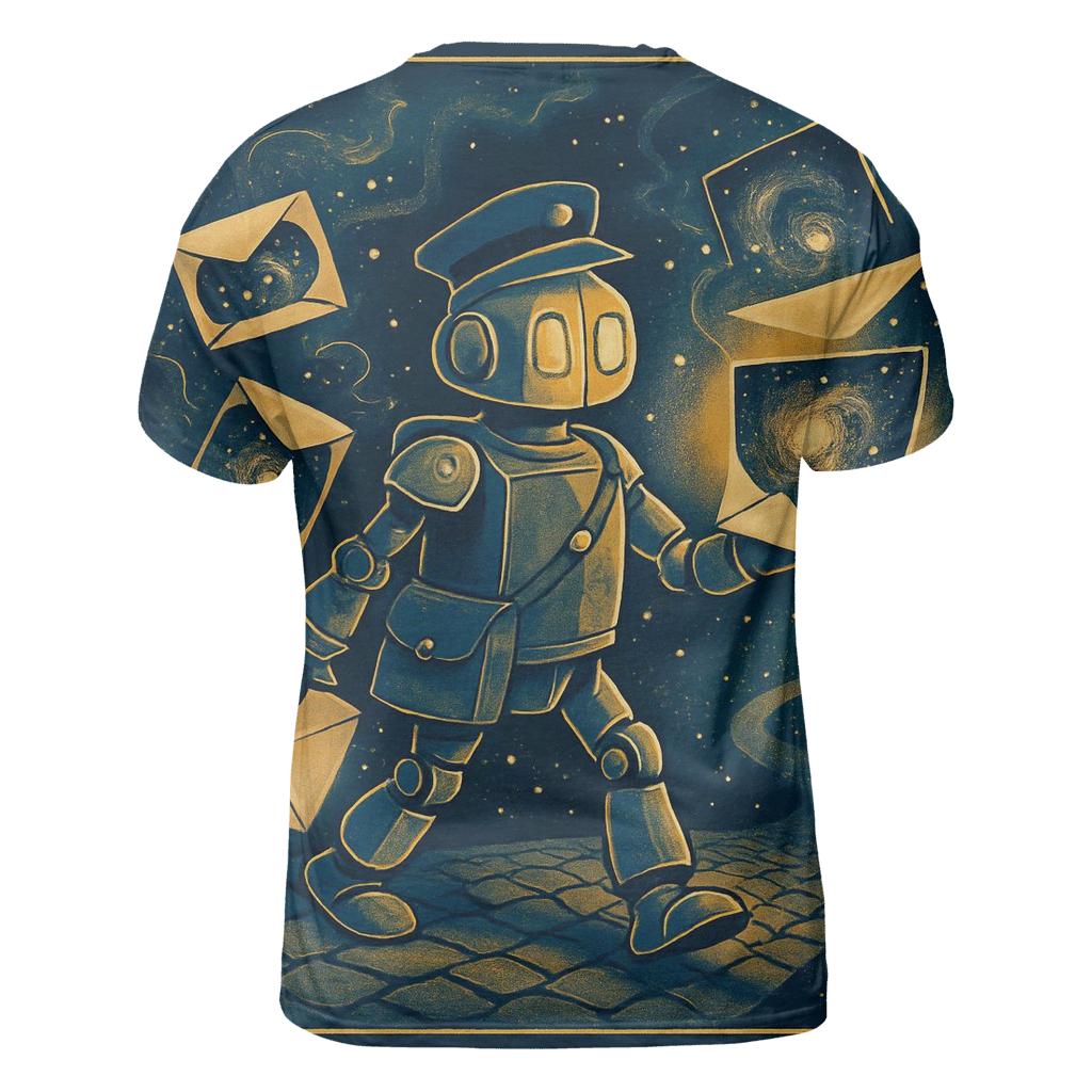 Pocket Universe Postman vibrant all-over design tees