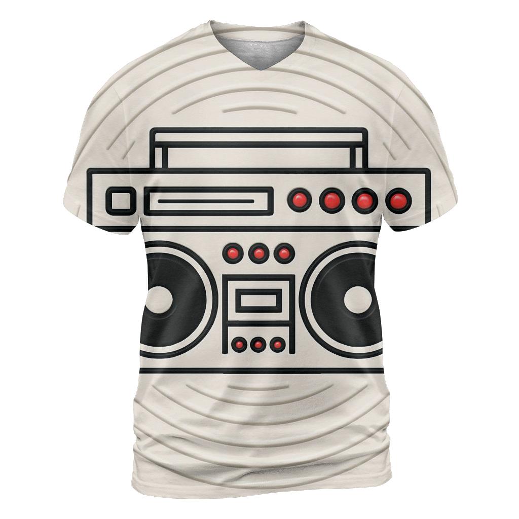 Boombox Outline Echo Rings vibrant all-over design tees