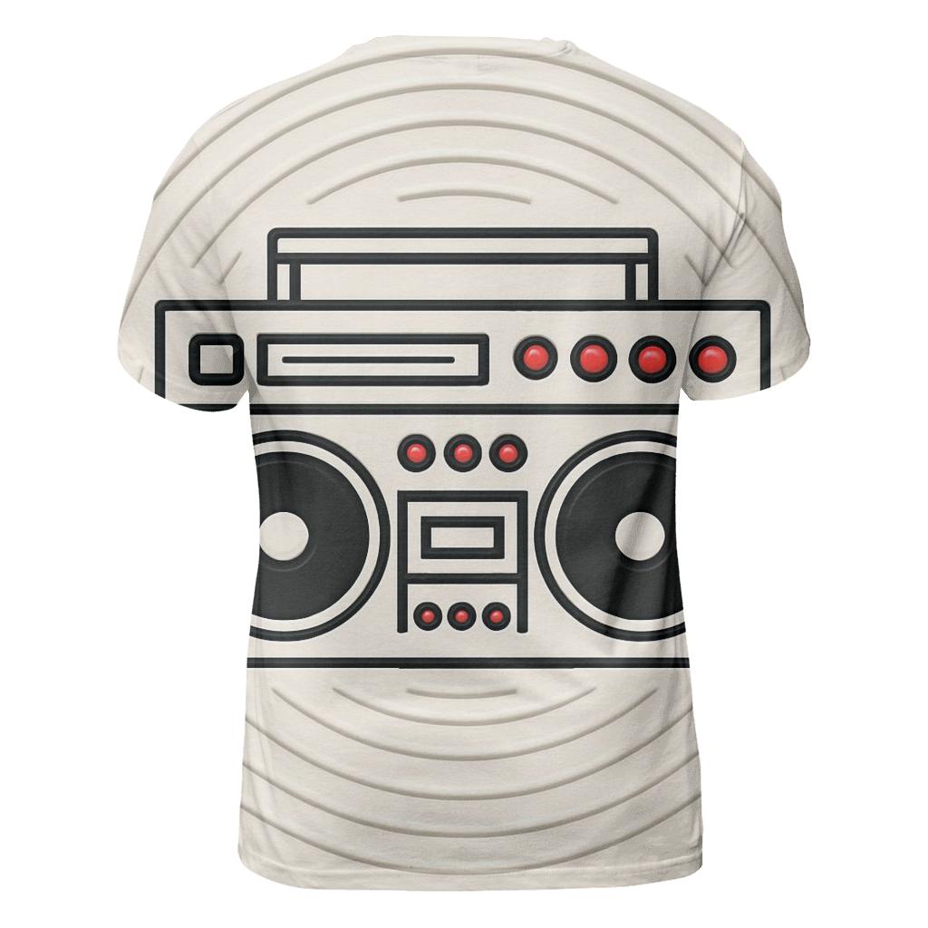 Boombox Outline Echo Rings vibrant all-over design tees