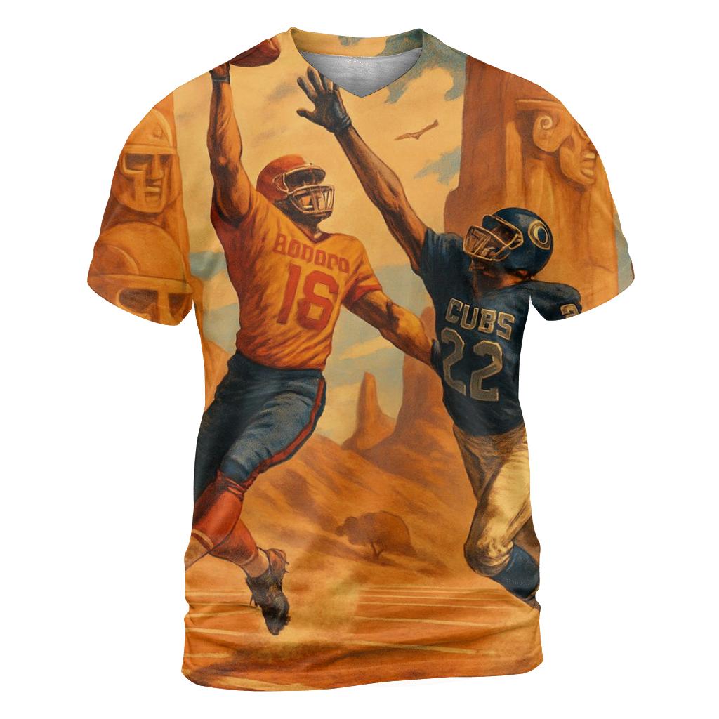 Sunset Canyon Field With Totem Helmets designer pattern shirts
