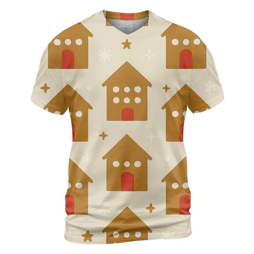 Gingerbread Tile Geometry vibrant all-over design tees