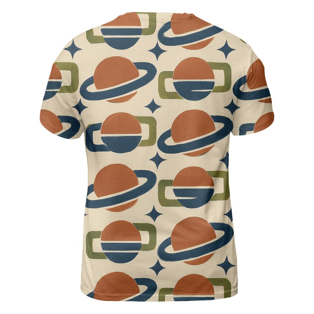 Mod Geometric Saturn Tiles vibrant all-over design tees