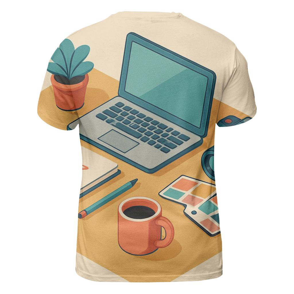 Playful Isometric Studio Workspace custom all-over print shirts
