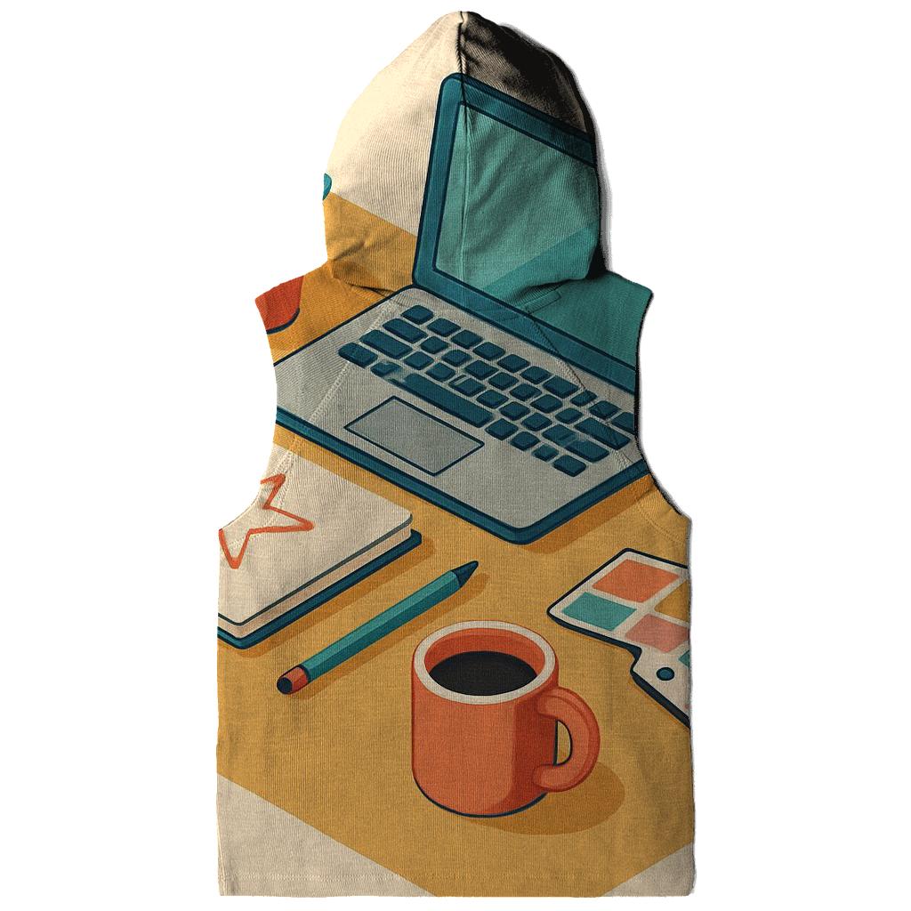 Playful Isometric Studio Workspace premium hoodies