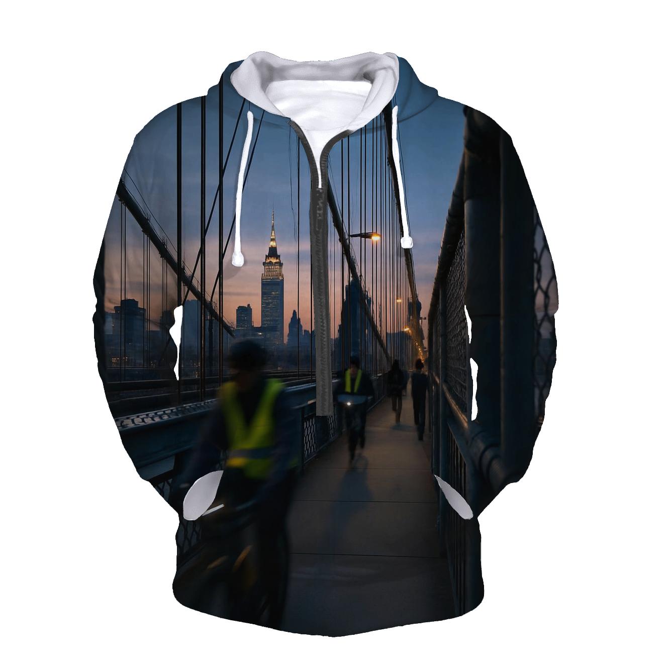 Dawn Commute Over The Manhattan Bridge heavyweight hoodies