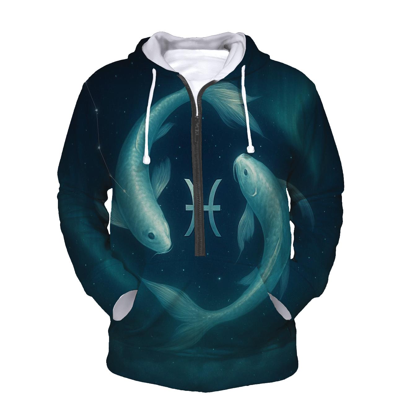 Pisces Twin Fish Aurora Drift hoodie designs