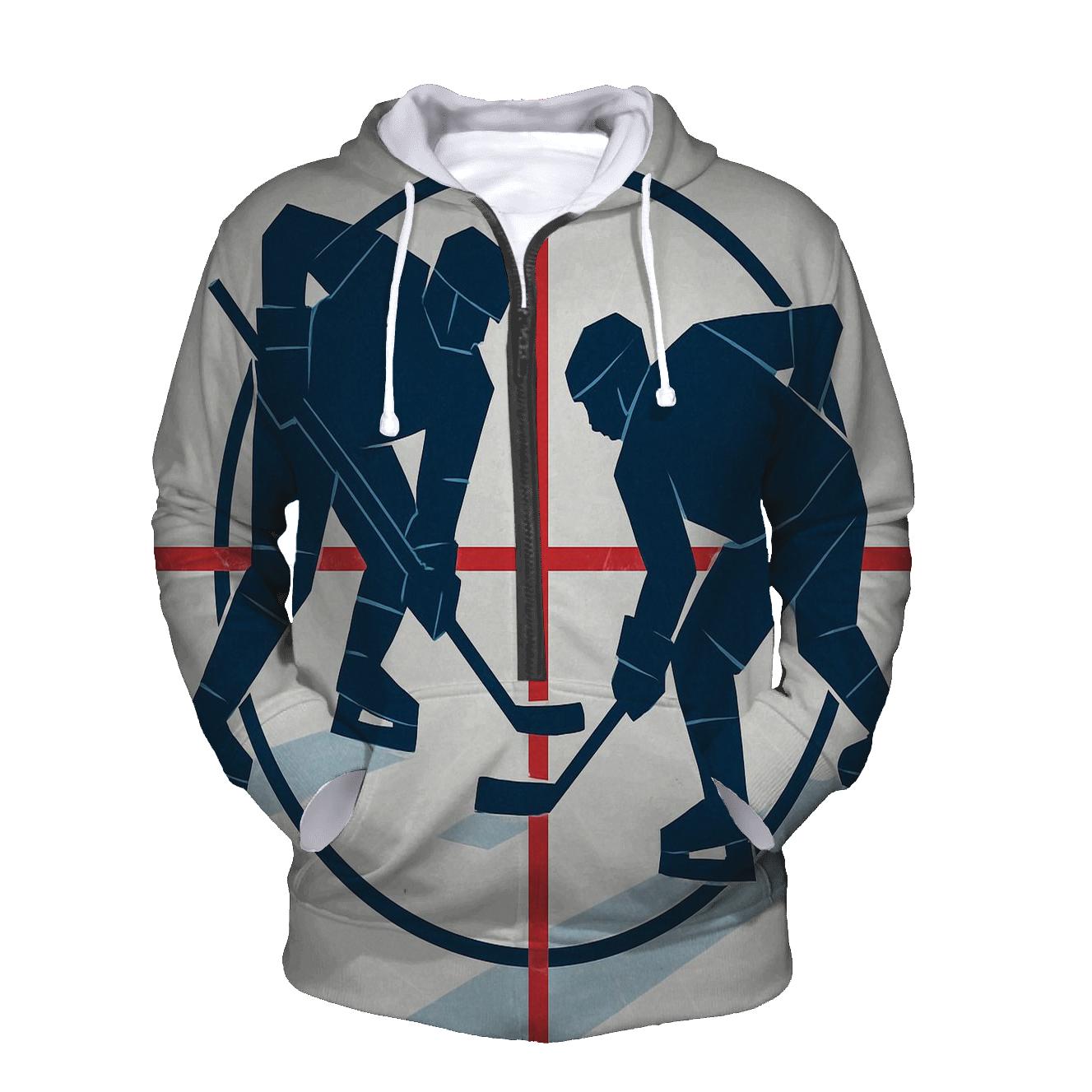 Ice Rink Geometry Faceoff printed hoodies